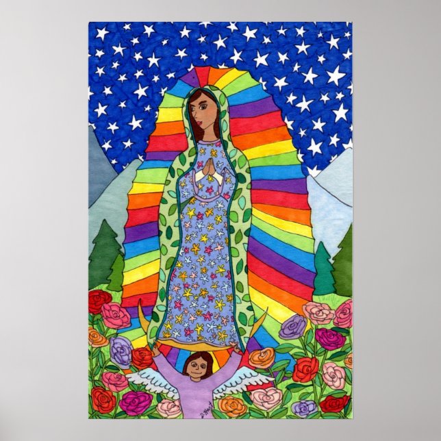 Poster Vierge radieuse de Guadalupe Art populaire mexicai (Devant)