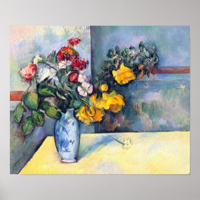 Poster Vies mortes, fleurs dans un vase de Paul Cezanne (Devant)