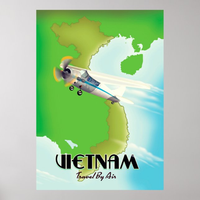 Poster Viêt Nam par Air, tirage vacances. (Devant)