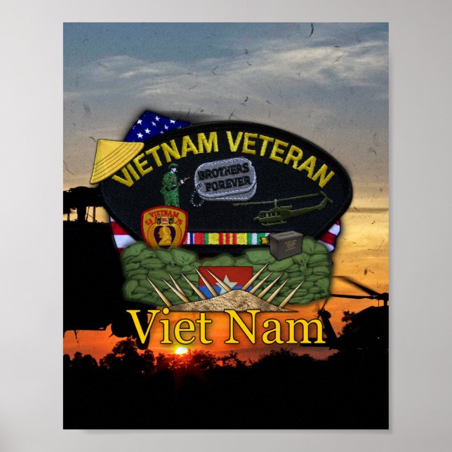 Poster Vietnam Anciens Combattants Vets Patch Imprimer (Devant)
