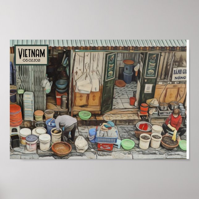 Poster Vietnam Street Life, Date de voyage personnalisabl (Devant)