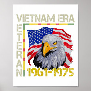 Poster Vietnam Vétéran Era 1961 1975 Mémorial drapeau Amé