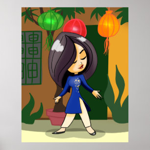 Poster Vietnamese Girl in an Ao Dai