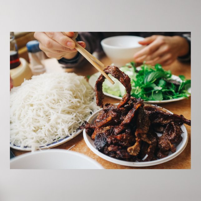Poster Vietnamien Bun Cha Manger Des Aliments Asiatiques (Devant)