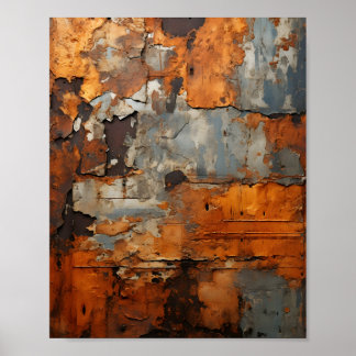 Poster Vieux acier rouillé Texture métallique rouillée