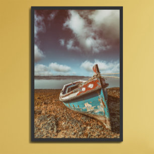 Poster Vieux Aiola. Bateau traditionnel portugais sur une