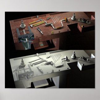 Poster Vieux banc Nouveaux outils