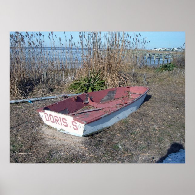 Poster Vieux bateau de rangée rustique (Devant)
