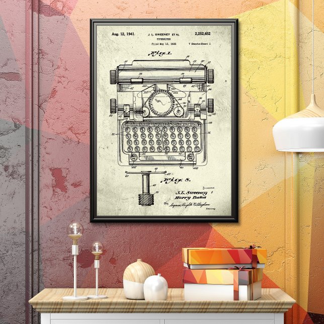 Poster Vieux | Brevet de machine à écrire (Créateur téléchargé)