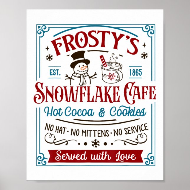 Poster Vieux café Frosty's Snowflake Café Lover (Devant)