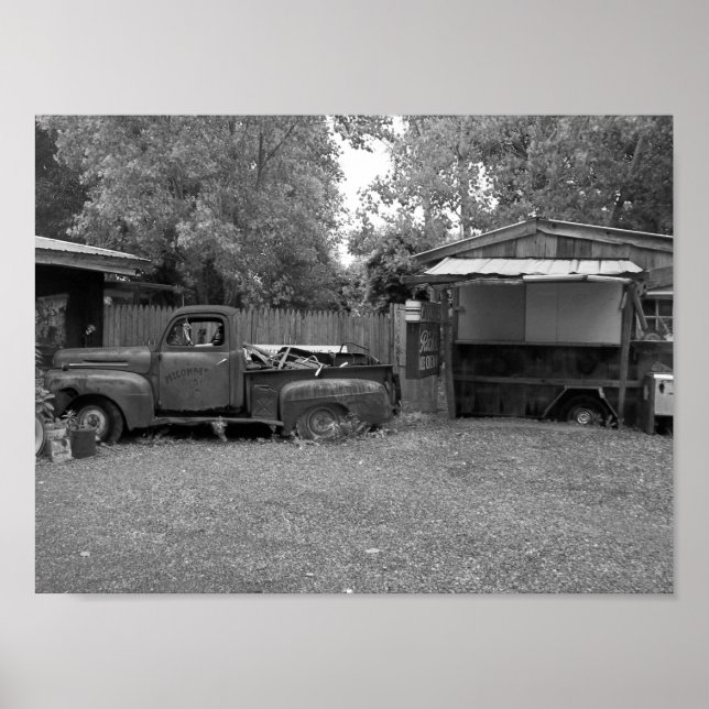 Poster Vieux Camion Pickup Photographie noir et blanc (Devant)