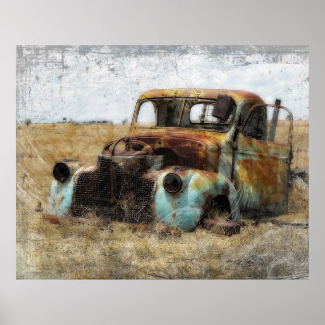 Poster Vieux camion Vintage rouillé (Devant)