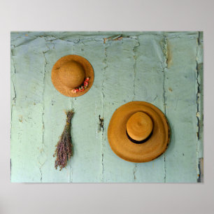 Poster Vieux Casquettes de paille