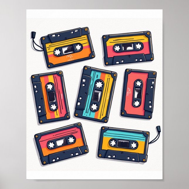 Poster Vieux cassettes (Devant)
