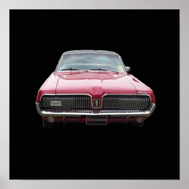 Poster Vieux classique cougar rouge cougar (Devant)