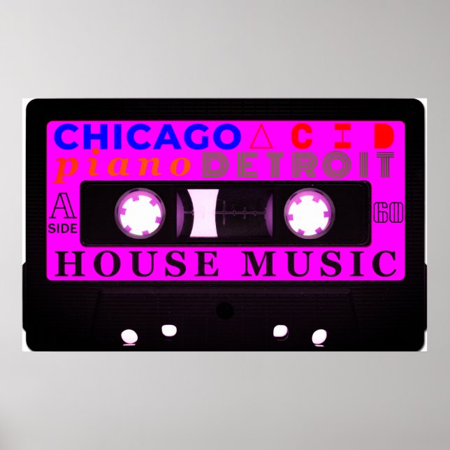 Poster Vieux house musique inspirée violette cassette (Devant)