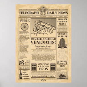 Poster Vieux journal vintage. Retro newsprint avec texte 