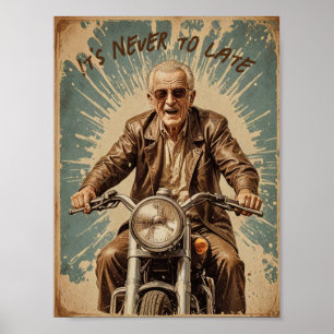 Poster Vieux motard vintage