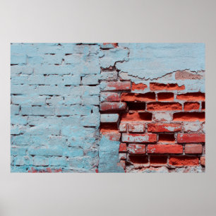 Poster Vieux mur de brique grungy avec défauts naturels. 