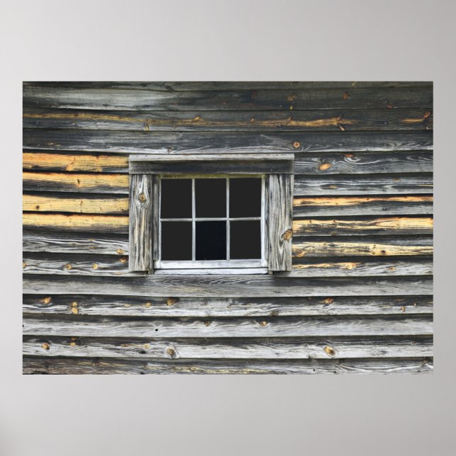 Poster Vieux mur en bois avec fenêtre (Devant)