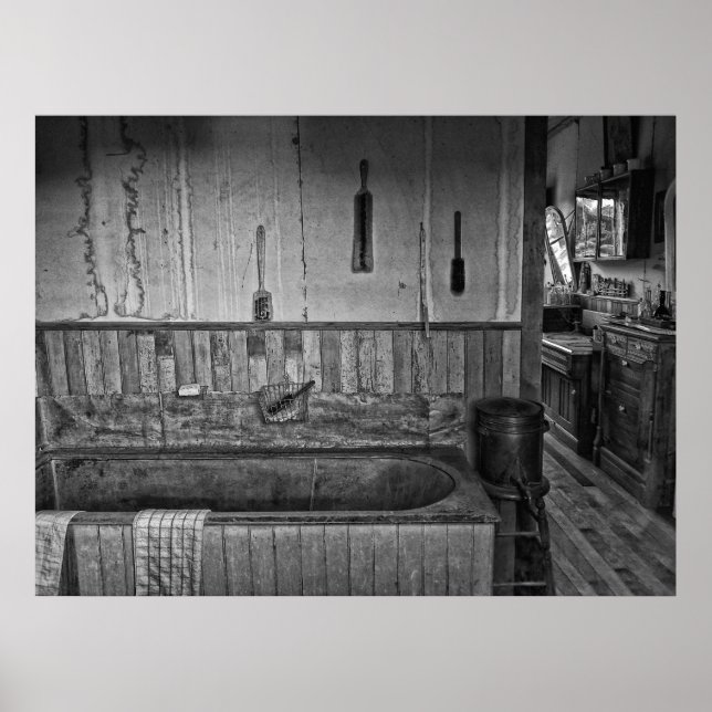 Poster Vieux Ouest Victorien Barber Shop Bain (Devant)