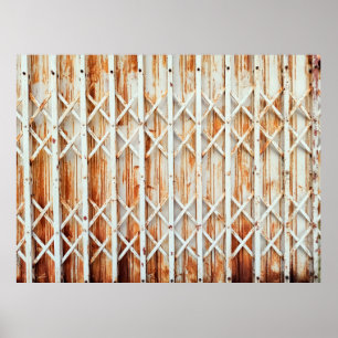 Poster Vieux panneaux de portes en fer sont rouillés. abs