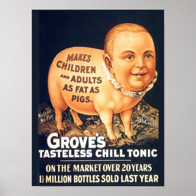 Poster Vieux remèdes, remèdes : Grove's Tasteless Chill T (Devant)