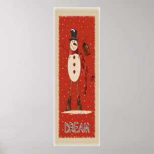 Poster Vieux rêve de mode Snowman Noël