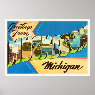 Poster Vieux souvenir de Vintage voyage de Muskegon