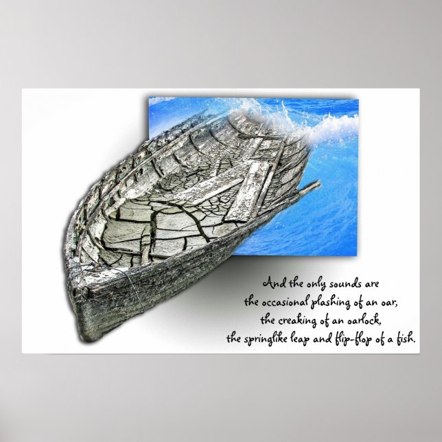 Poster vieux souvenirs de bateau en 3D avec citation affi (Devant)