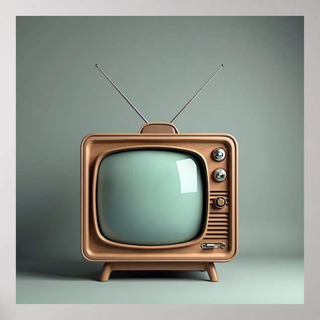 Poster Vieux TV avec antenne (Devant)