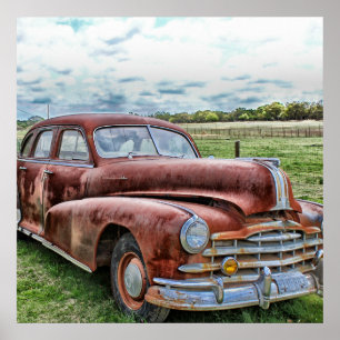 Poster Vieux véhicule classique rouillé Automobile Vintag