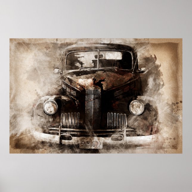 Poster Vieux véhicule Vintage (Devant)