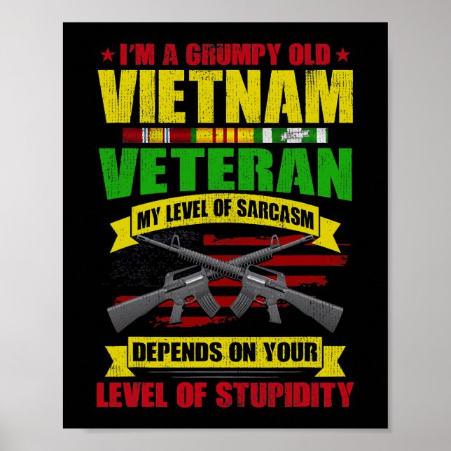 Poster Vieux vétéran du Vietnam grincheux 212 (Devant)