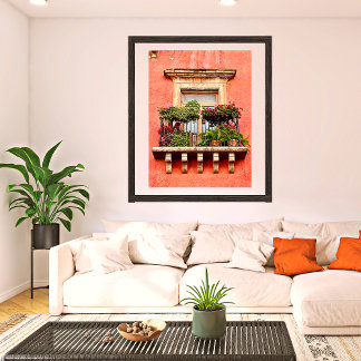 Poster Vieux Village Balcon Mexique Photos