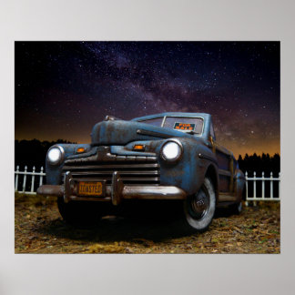 Poster Vieux Vintage Rusty Grange Trouver Voiture Woody A