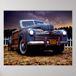 Poster Vieux Vintage Rusty Grange Trouver Voiture Woody A