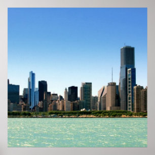 Poster View of Chicago skyline by Lake Michigan