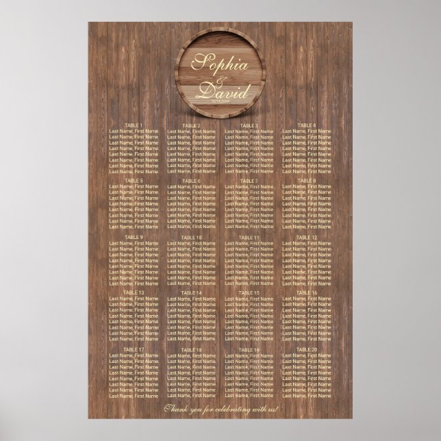 Poster Vignoble Baril Mariage Places de siège Graphique 1 (Devant)