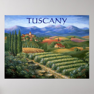 Poster Vignoble Et Village Toscane