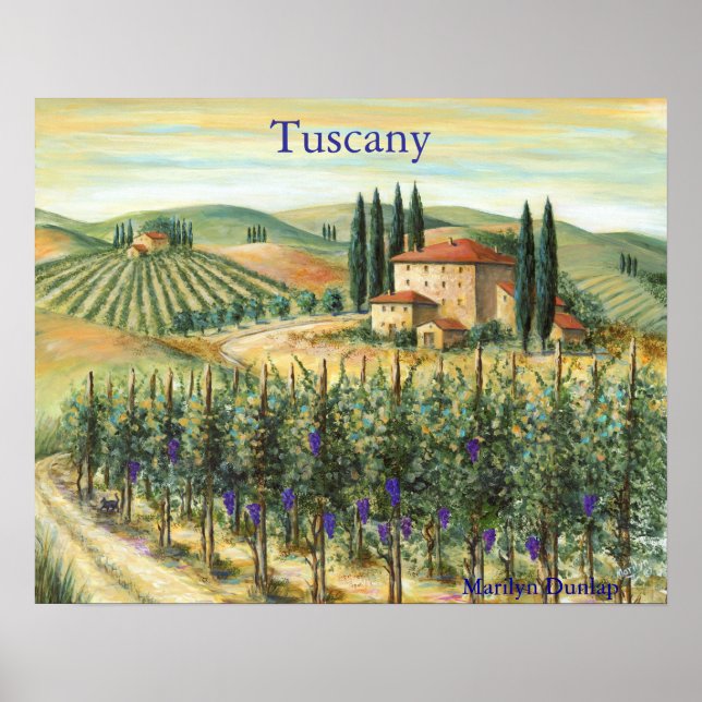 Poster Vignoble toscan et Villa (Devant)