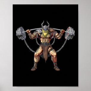 Poster Viking Guerrier Bodybuilding Gym Powe Powe Powe