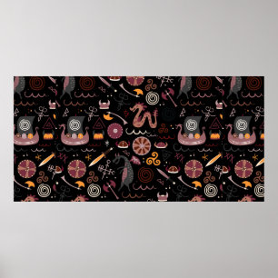 Poster Viking motif design graphique transparent