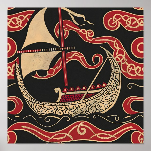 Poster Viking Them Longship (Devant)