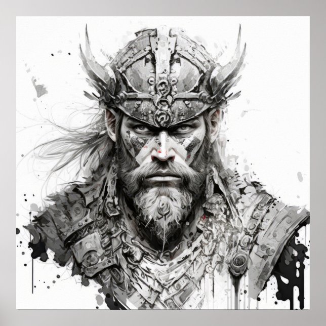 Poster Viking Warrior Portrait Peinture Historique Tough (Devant)
