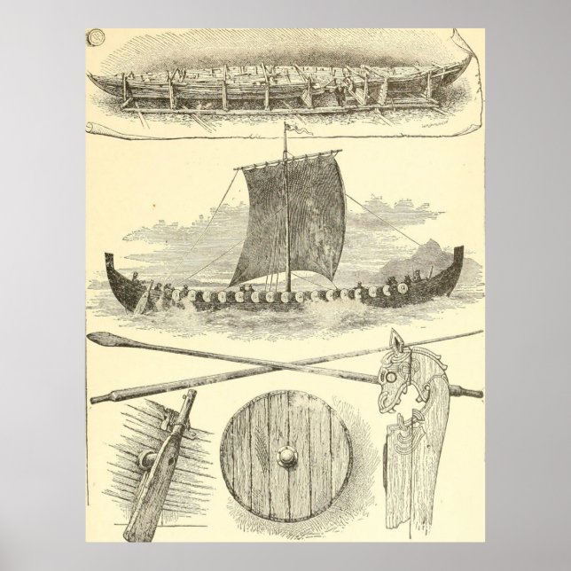 Poster Vikings vintages, oeuvres et illustrations (Devant)