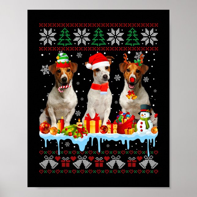 Poster Vilain Noël Jack Russell Terrier Chien Père Noël N (Devant)