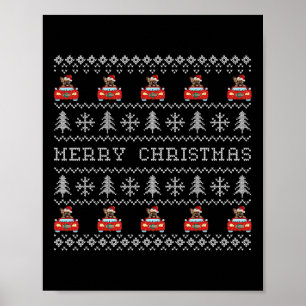 Poster Vilain Noël Rouge Chapeau Français Chien de taurea