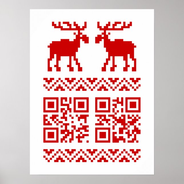 Poster Vilain Sweater QR Code Bonne année! (Devant)
