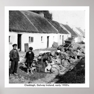 Poster Village 1900's tôt de Galway Irlande - de Claddagh